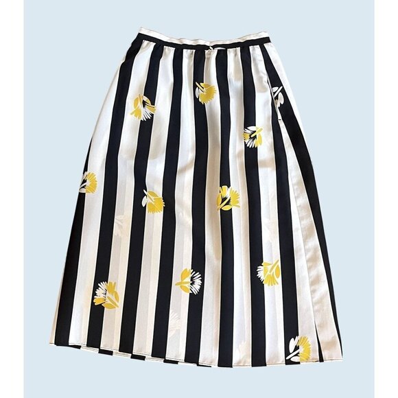 Vintage SASSON Black & White Striped Floral Skirt 80s / 90s Size S - Picture 7 of 8
